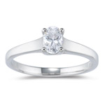 Oval Cross-over Prong Engagement Ring Setting in 18K White Gold
