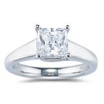 Diamond Accented Princess Engagement Ring Setting in 18K White Gold