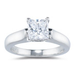 Classic Four Prong Princess Engagement Ring Setting in 18K White Gold