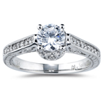 0.28 Cts Diamond Filigree Engagement Ring Setting in 18K White Gold