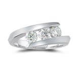 0.90-0.95 Cts  SI2 - I1 clarity and I-J color Diamond Three Stone Ring in 14K White Gold