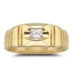 Men's Diamond Ring - 0.40 Ct Diamond Men's Ring in 14K Yellow Gold