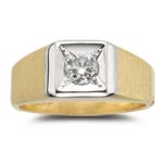 Men's Diamond Ring - 0.50 Ct Diamond Men's Ring in 14K Two Tone Gold