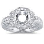 0.16 Ct White Diamond Ring Setting in 14 K White Gold