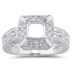 0.08 Ct White Diamond Ring Setting in 14 K White Gold