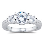 AAA Cubic Zirconia Diamond Simulant Three Stone Ring in 14K White Gold