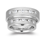 Mens Five Stone Matching Ring in White Gold