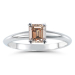 0.63 Cts Brown Diamond Solitaire Ring in 14K White Gold