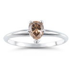 0.51 Cts Brown Solitaire Diamond Ring in 14K White Gold