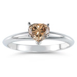 0.52 Cts Brown Solitaire Diamond Ring in 14K White Gold