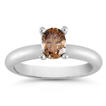 0.48-0.55 Cts Brown Diamond Solitaire Ring in 14K White Gold