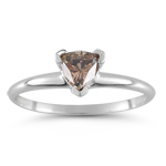 0.51 Cts Brown Diamond Solitaire Ring in 14K White Gold