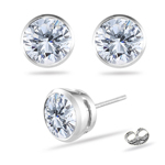 Diamond Earrings - 1/2 ct. White Gold Bezel-Set Diamond Stud Earrings