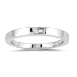 0.03-0.07 Ct SI2 - I1 clarity and I-J color Princess-Cut Diamond Solitaire Wedding Ring in 18K White Gold