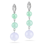 0.02 Cts Diamond & 6.00 Cts Dye Jade Dangle Earrings in 18K White Gold