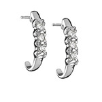 0.25 Cts Diamond Three Stone Snuggable Earrings in 18K White Gold
