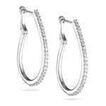 0.90-0.95 Cts  SI2 - I1 clarity and I-J color Diamond Oval Hoop Earrings in 18K White Gold
