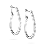 Hoop Earrings - 1/2 Ct Diamond Oval Hoop Earrings in 18K Gold