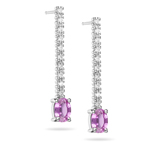 1/5 Cts Diamond & 1.50 Cts Pink Sapphire Earrings in 18K White Gold