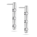 0.18-0.23 Cts  SI2 - I1 clarity and I-J color Diamond Three Stone Bar Earrings in 18K White Gold