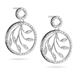 Diamond Earrings - 1/2 Carat Diamond Leaf Earrings in 14K White Gold