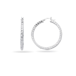 Diamond-cut Hoop Earrings in 14K White Gold