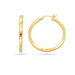 Small Hoop Etch Earrings in 14K Yellow Gold