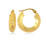 Fancy Thick Hoop Earrings in 14K Yellow Gold