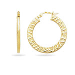 Designer Thick Hoop Earrings in 14K Yellow Gold
