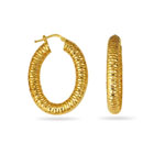 Diamond-cut Hoop Earrings in 14K Yellow Gold