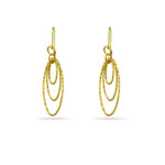 Dangling Triple Hoop Earrings in 14K Yellow Gold