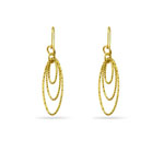 Dangling Triple Hoop Earrings in 14K Yellow Gold