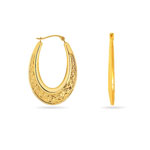 Oval Celtic Hoop Earrings in 14K Yellow Gold