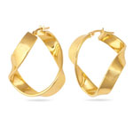 Twisted Flat Hoop Earrings in 14K Yellow Gold