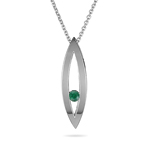 1/10 Cts of 3 mm AA Emerald Natural Emerald Pendant in 14K White Gold