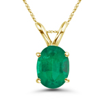 0.14-0.26 Cts of 5x3 mm AA Oval Natural Emerald Solitaire Pendant in 14K Yellow Gold