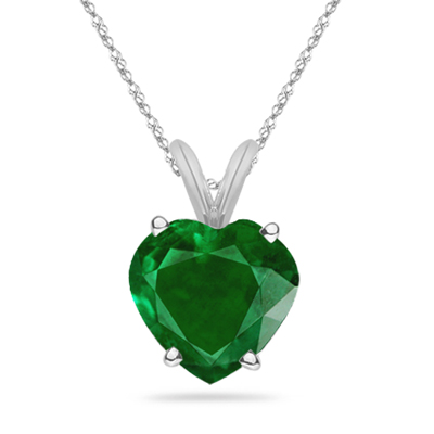 0.20 Cts of 4 mm AAA Heart Natural Emerald Solitaire Pendant in 