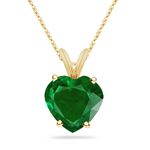 0.40 Cts of 5 mm AAA Heart Natural Emerald Solitaire Pendant in 18K Yellow Gold