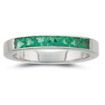 0.55 Ct 2.5 mm AA Princess Natural Emerald Stackable Band in 14KW Gold