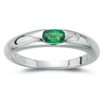0.01 Cts Diamond & 0.16 Cts of 5x3 mm AAA Natural Emerald Stack Band in 14K White Gold