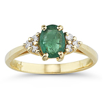 0.09 Cts Diamond & 0.75 Cts Natural Emerald Ring in 14K Yellow Gold