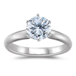 1 Carat 18K White Gold Six Prong Diamond Engagement Ring (G-SI1)