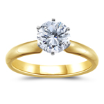 1 Carat 18K Yellow Gold Six Prong Diamond Engagement Ring (G-SI1)