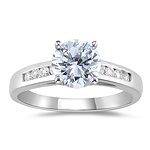 1.15 Cts Diamond Cathedral Engagement Ring in 18K White Gold.