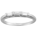 0.18 Ct Baguette VS Diamond Three-Stone Wedding Band - 18K White Gold 