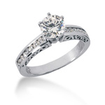 Round Cubic Zirconia Ring in White Metal