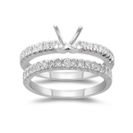 0.31 Ct Diamond Engagement Ring Setting & Wedding Band-18K White Gold