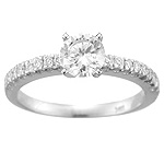 0.90 Cts Diamond Pave Engagement Ring in 18K White Gold.