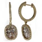 0.40-0.50 Cts Diamond & 1.60-1.80 Cts Light Brown Slice Diamond Earrings in 14K Yellow Gold