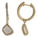 0.35-0.45 Cts Diamond & 0.43-0.63 Cts Light Grey Slice Diamond Earrings in 14K Yellow Gold